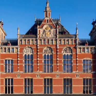 View of Amsterdam street - Amsterdam centraal station - people