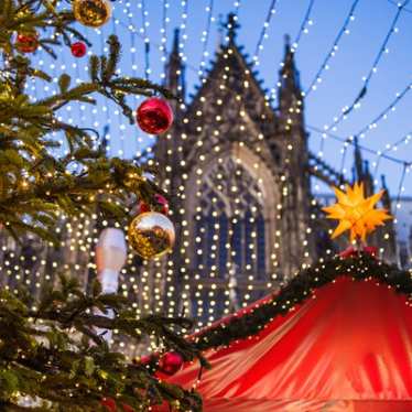 Cologne christmas market - church with decorations