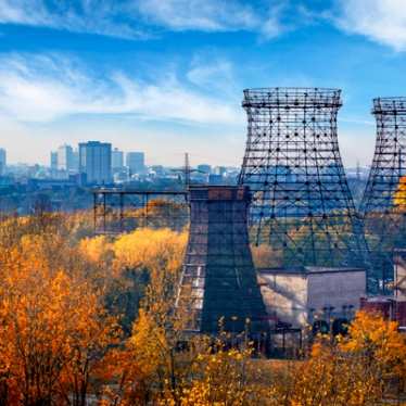 Industrial autumn landscape in the Ruhr, Essen, Germany