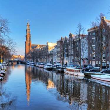 Winter in Amsterdam along the canal