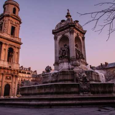 The fountain and church of St Sulpice