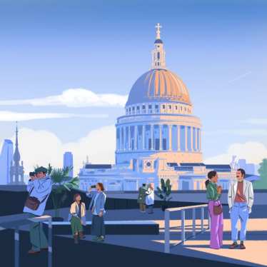 Illustration - London - St Pauls view with people