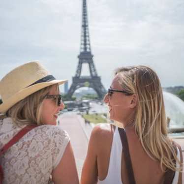 Ladies infront of Eiffel Tower 