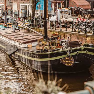 The Houseboat Museum on the Prinsengracht canal in Amsterdam