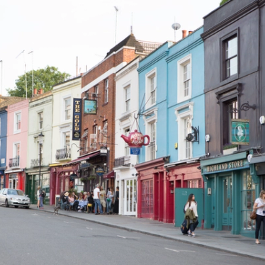 People outside pubs in London.