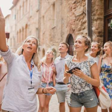 Group of people with a tour guide