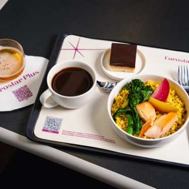 A selection of food and drink served to Eurostar Plus passengers.