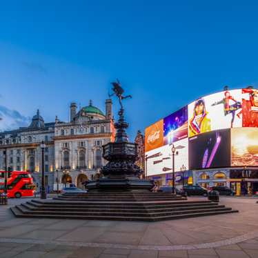 Picadilly Circus bij zonsondergang