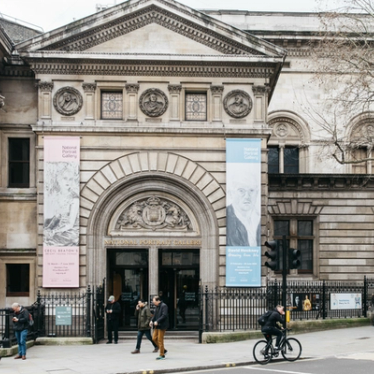 People outside the National Portrait Gallery in London.