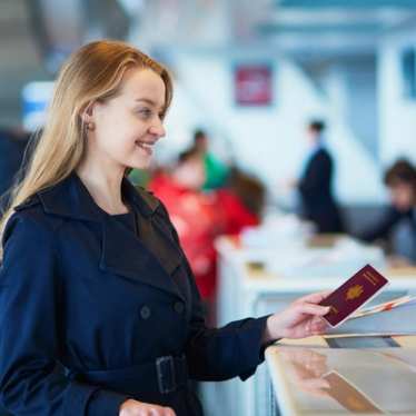 French passport and travel documents.