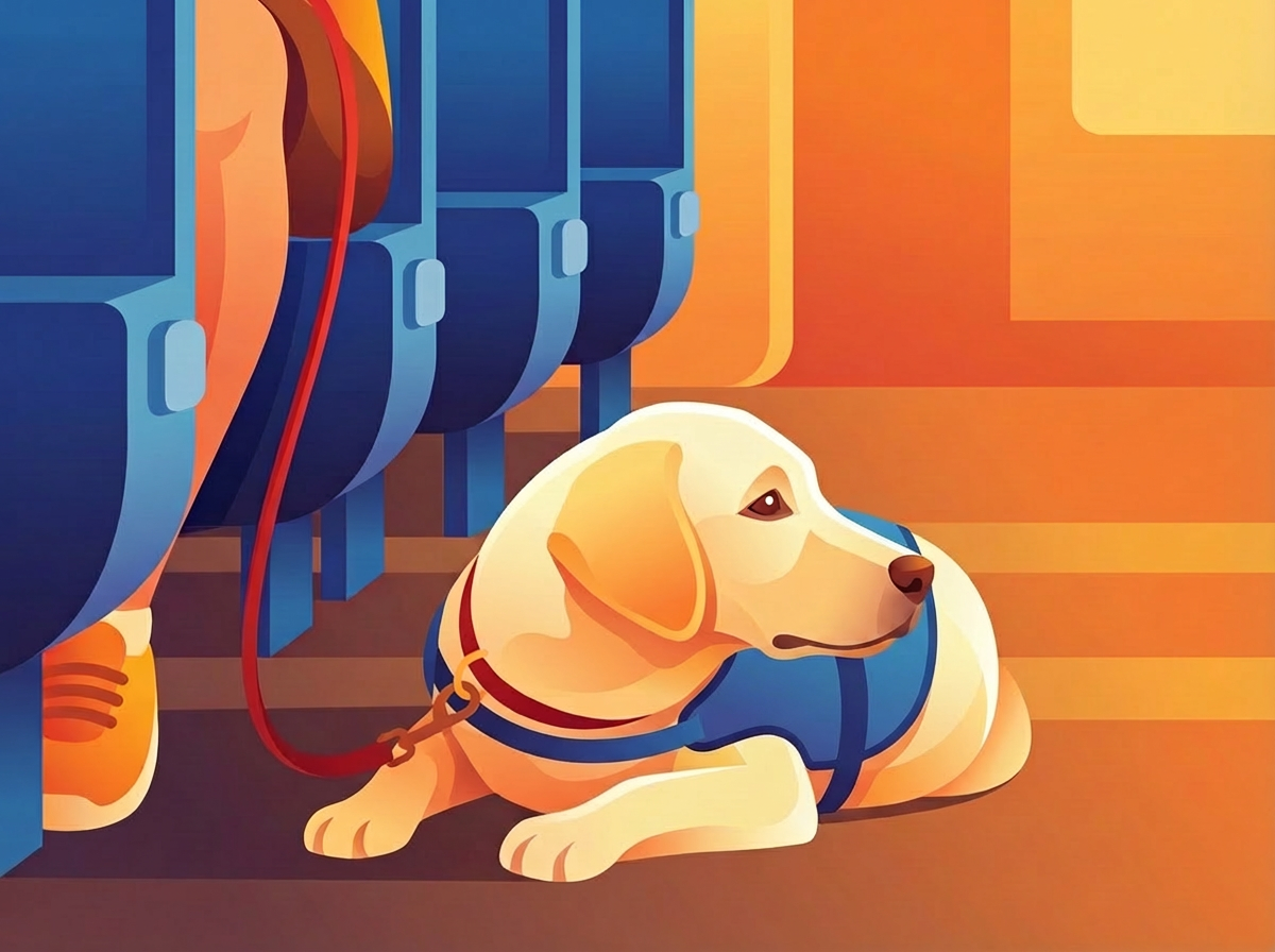 Guide dog on train
