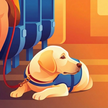 Guide dog on train