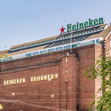 The Heineken Brewery, an imposing brick-clad building hosting tours and tastings