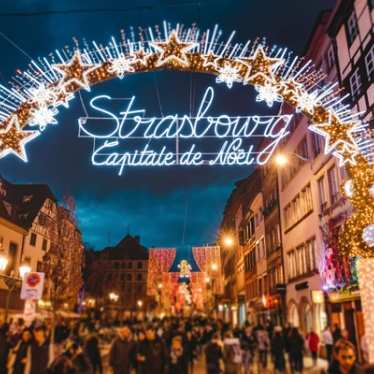 Christmas arch at a Strasbourg Christmas market.