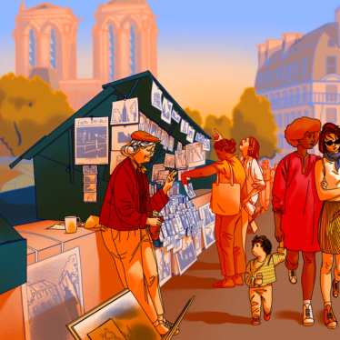 Die Bouquinisten am Seine-Ufer in Paris.