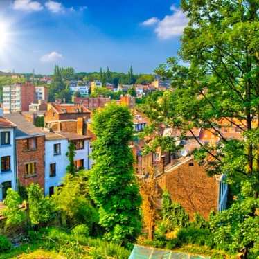 Beautiful urban cityscape see through with a view over Liege, Belgium