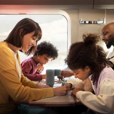 Family travelling on Eurostar Standard class