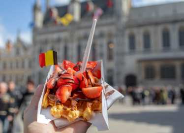 Trains to page - London to Brussels – Grand Place – food - waffle