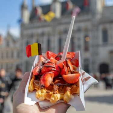 Trains to page - London to Brussels – Grand Place – food - waffle