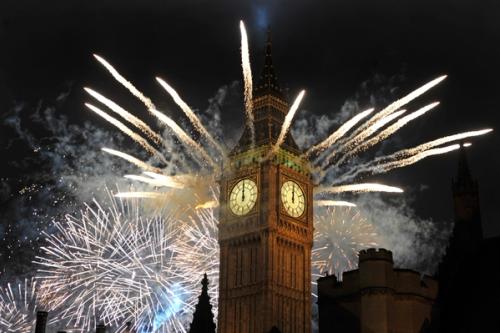 Fireworks at Big Ben in London