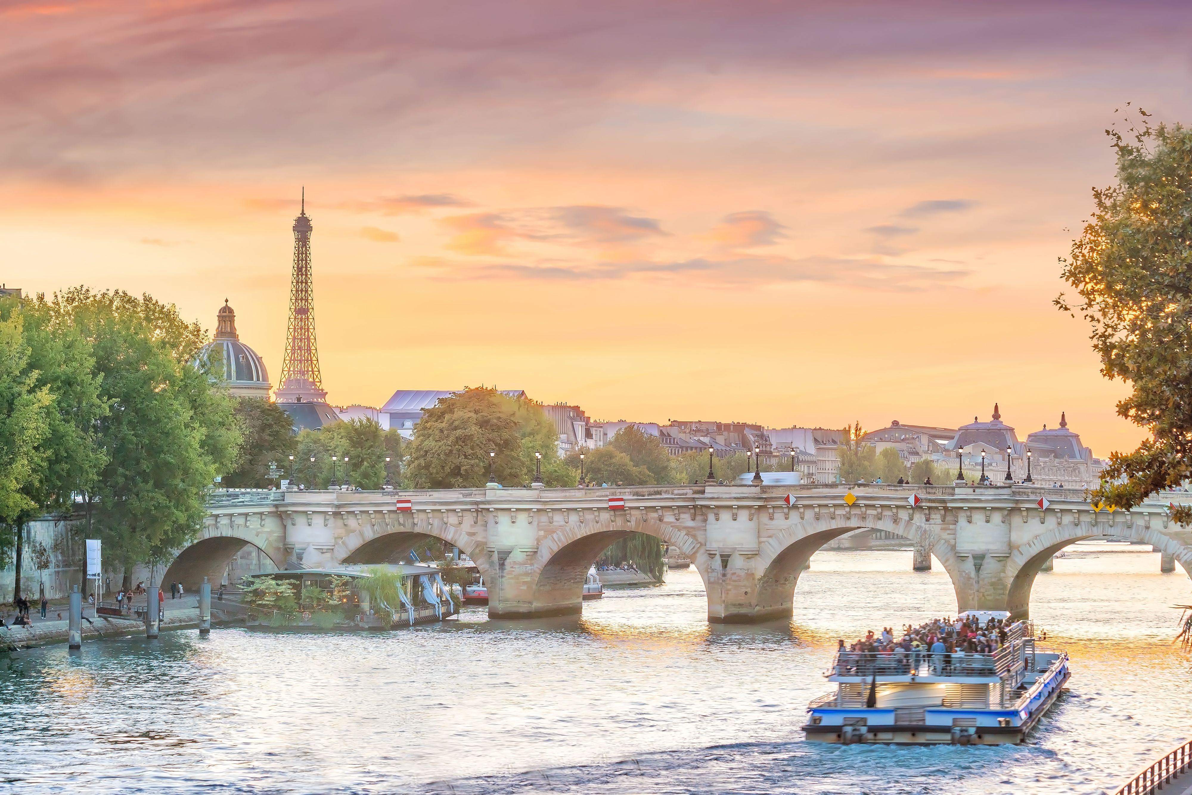 Paris Seine river at sunrise