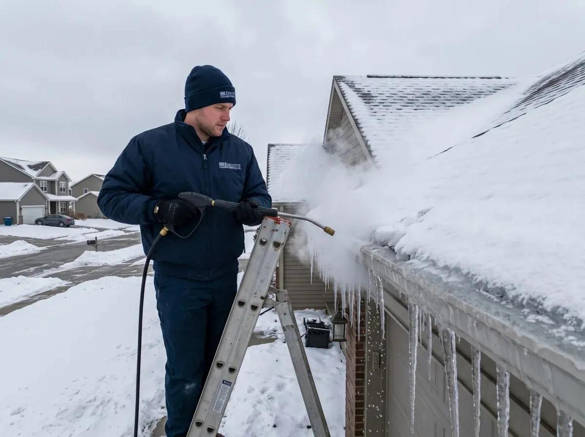 Ice Dam Removal by the Executive Cleaning Services crew in Omaha