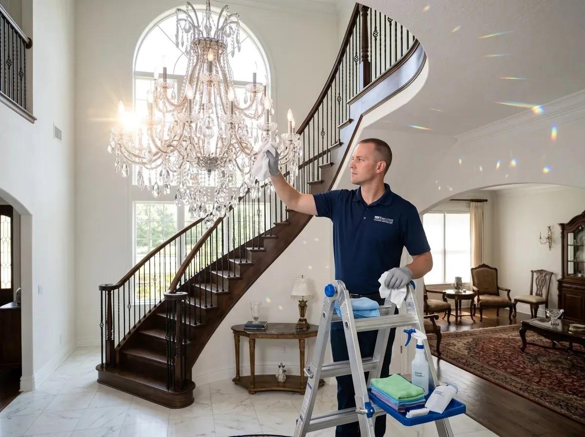 Chandelier Cleaning by the Executive Cleaning Services crew in Omaha