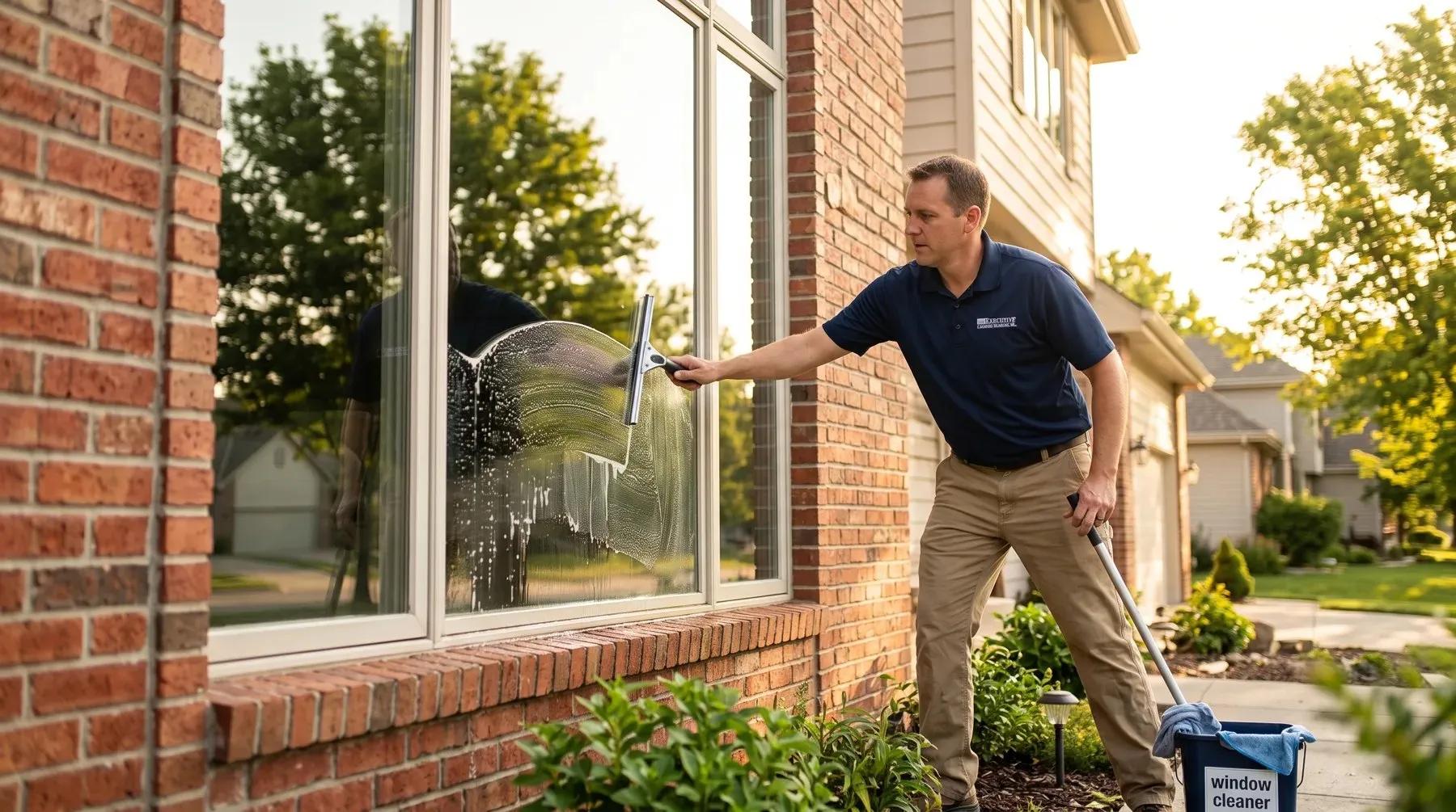 Window Cleaning by the Executive Cleaning Services crew in Omaha