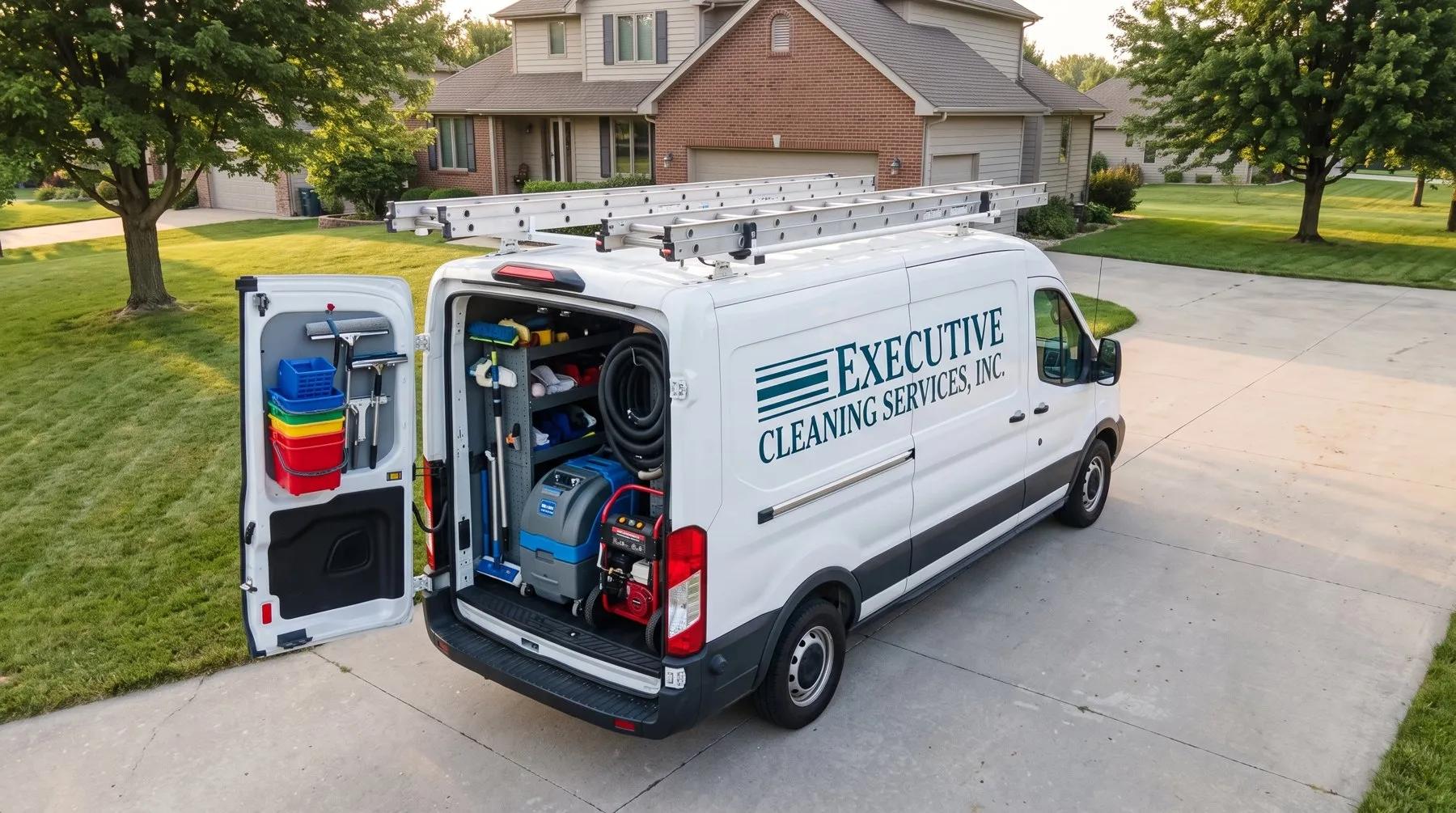 Executive Cleaning Services van parked at a customer's home in Omaha