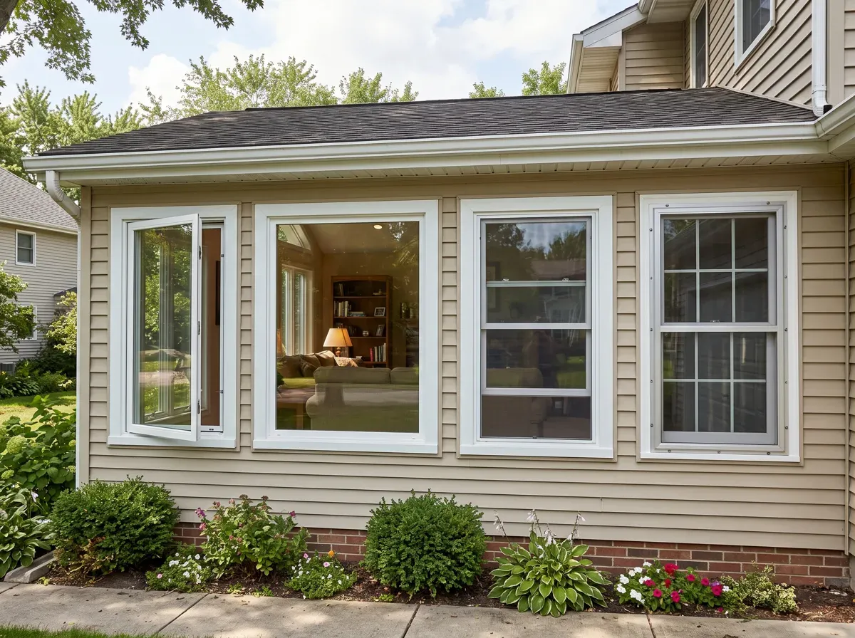 Casement, picture and double-hung windows side by side, the window types that set window cleaning prices