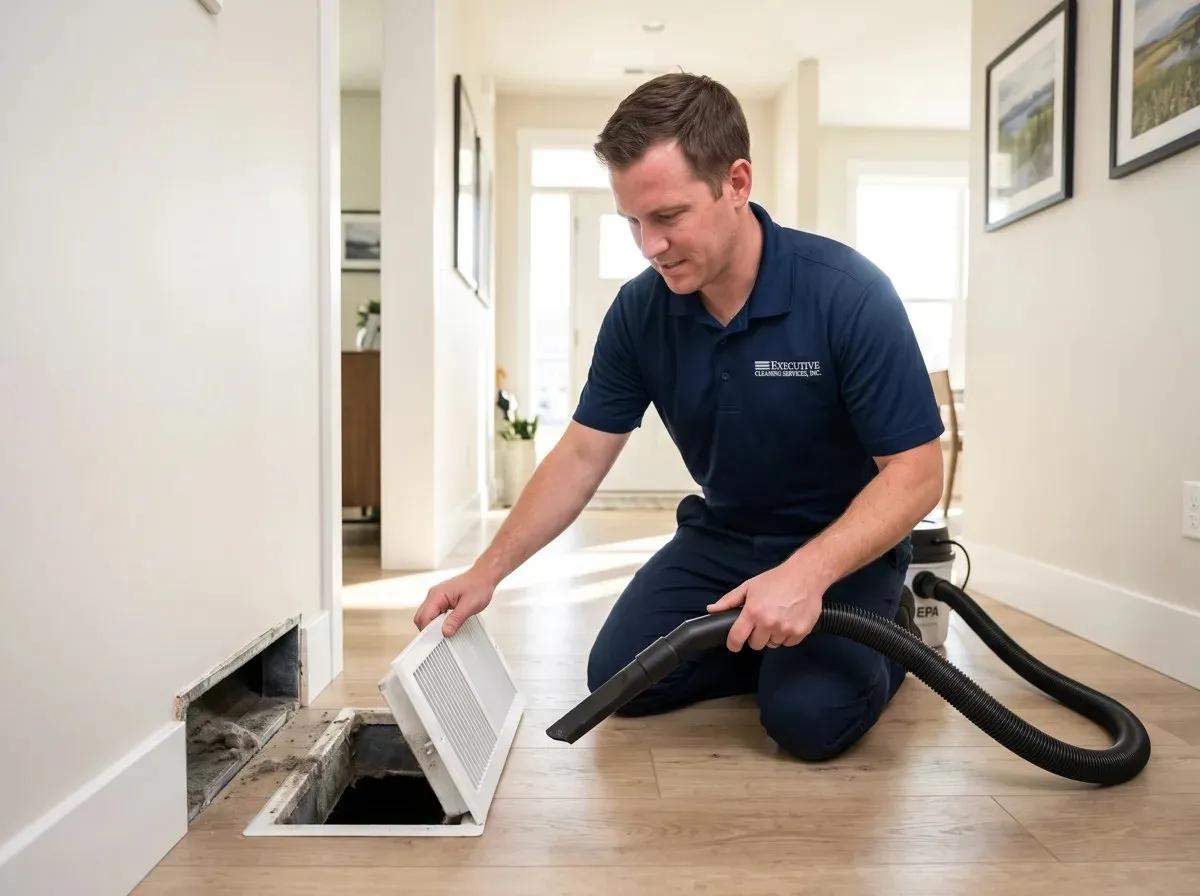 Air Duct Cleaning by the Executive Cleaning Services crew in Omaha