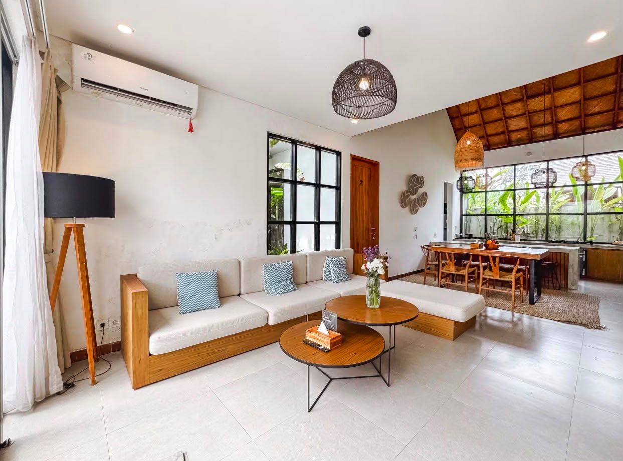 Living room detail with natural materials