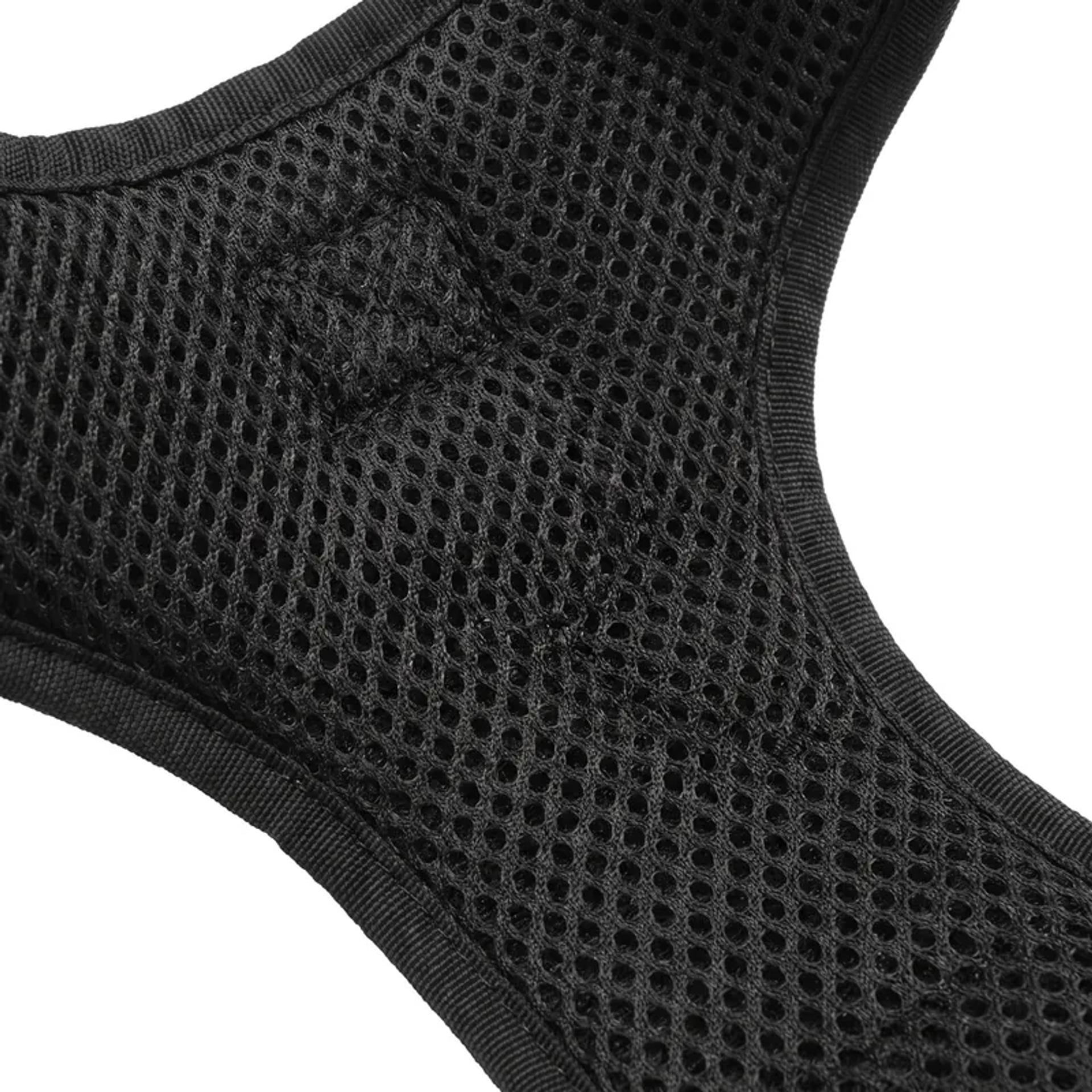 Close-up of the breathable mesh padding on the chest panel