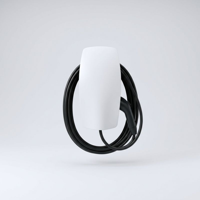 White ChargeDock wall charger with coiled cable