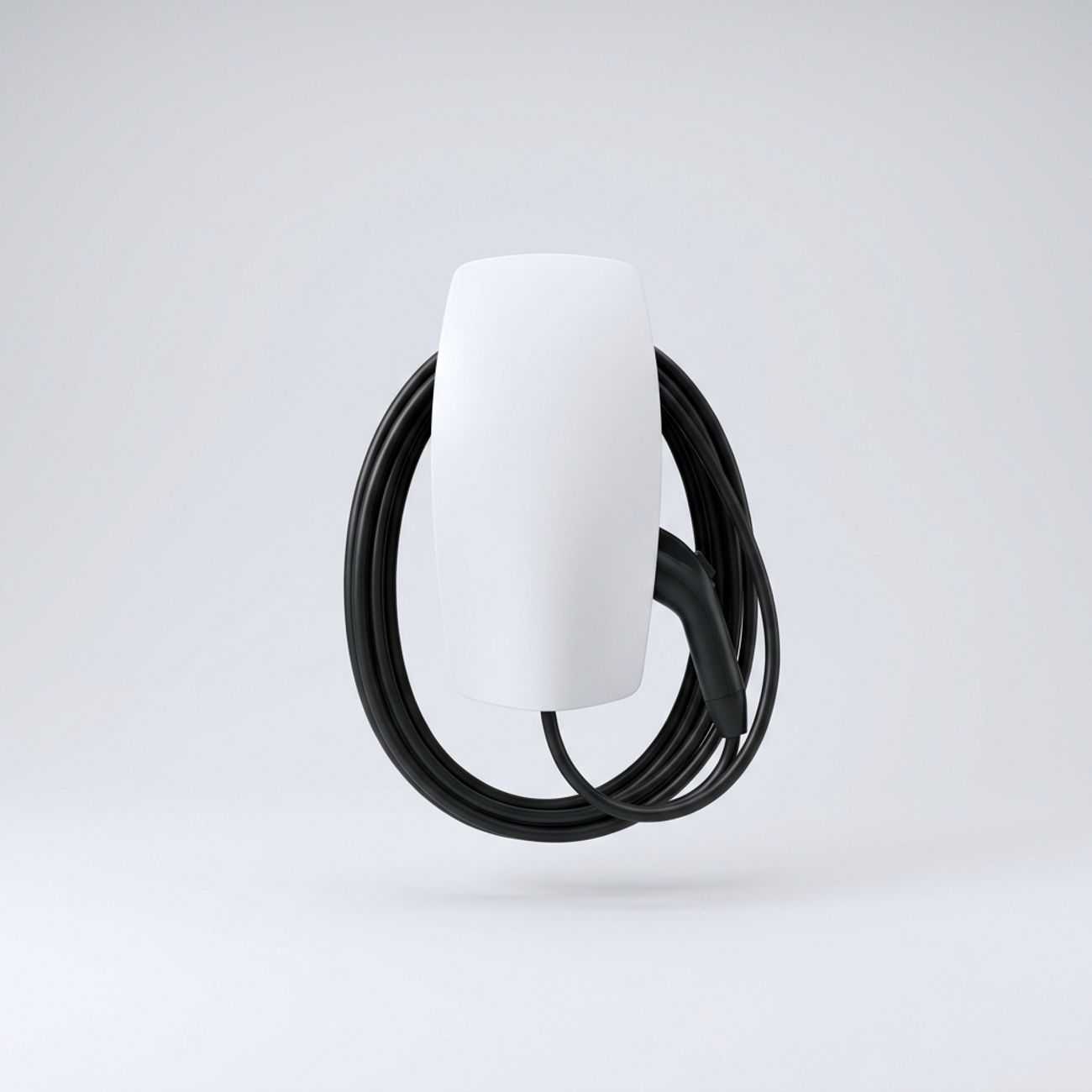White ChargeDock wall charger with coiled cable