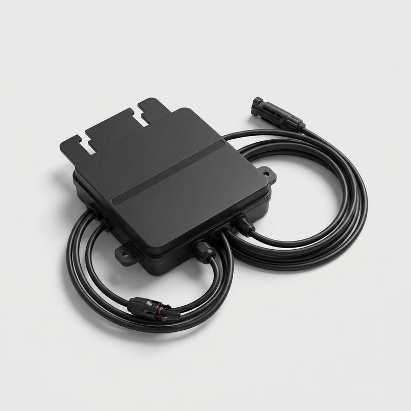Black MicroGrid IQ microinverter with cables