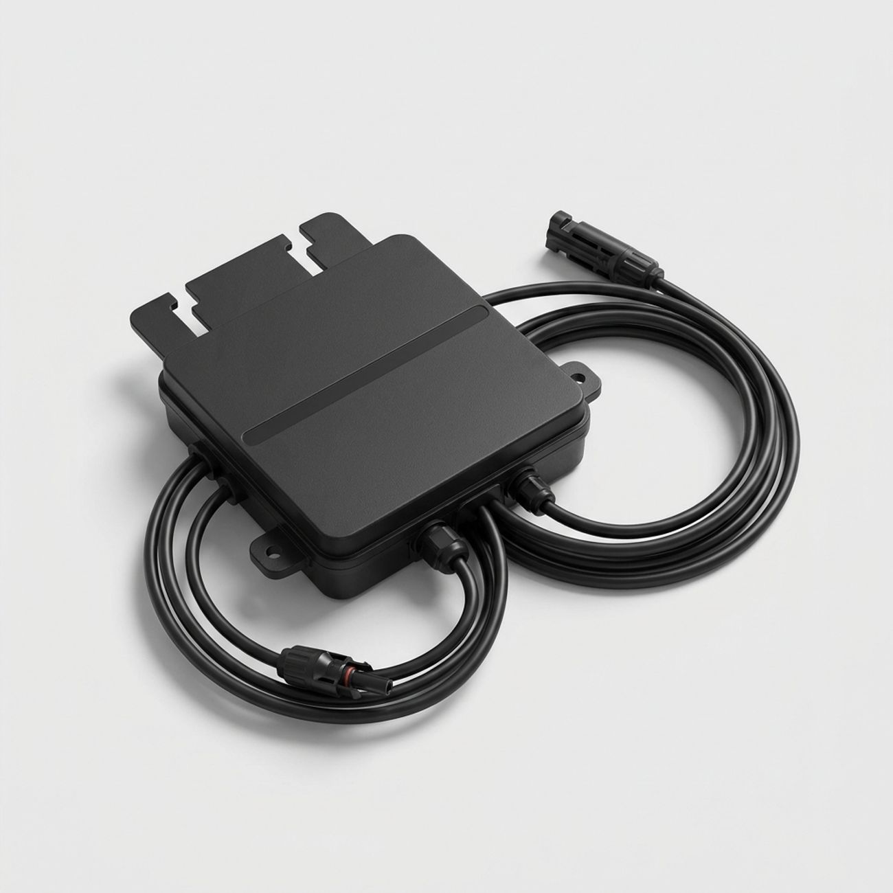 Black MicroGrid IQ microinverter with cables