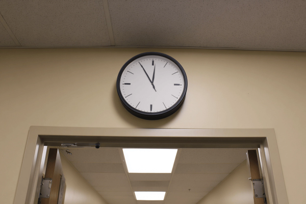 Corridor Clock Four Minutes Fast.