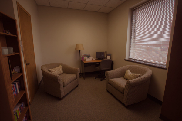 A counseling office in the Student Services area.