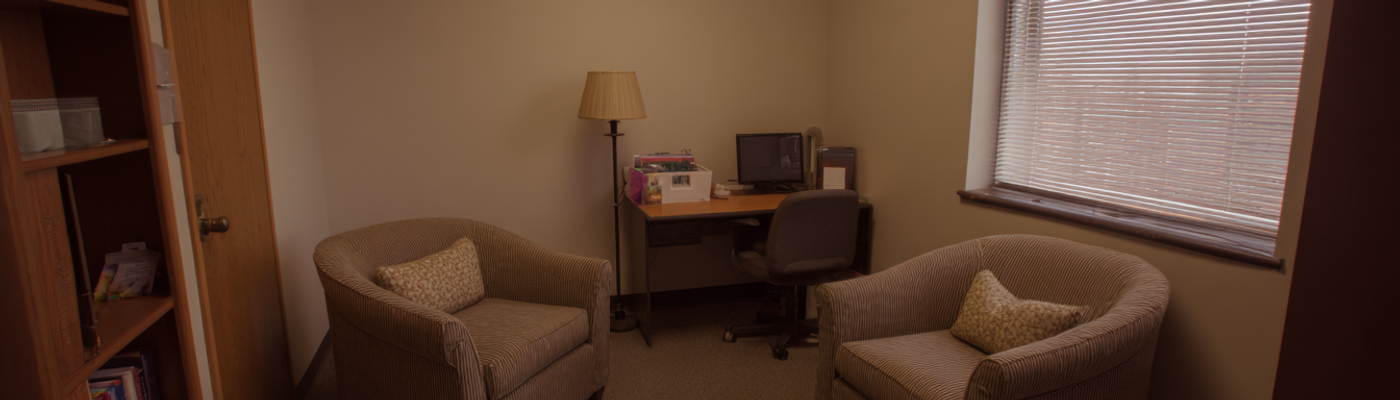 A counseling office in the Student Services area.