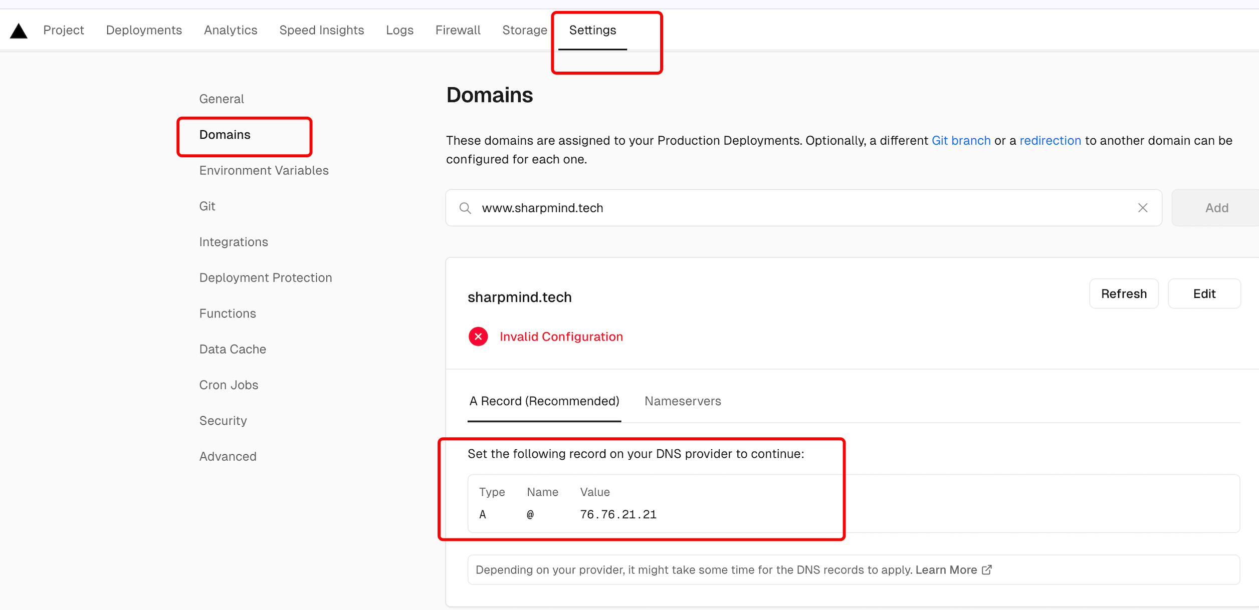 vercel-domain-config