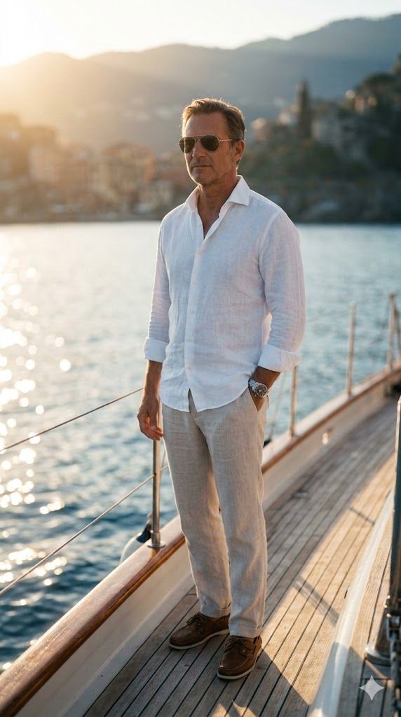 A peaceful afternoon at sea, casual attire, and time for reflection