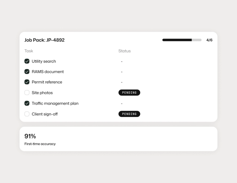 Job pack creation and compliance documentation