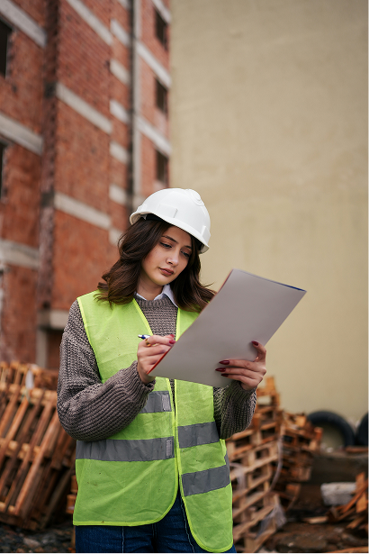 A supervisor overseeing work permits in an active work site