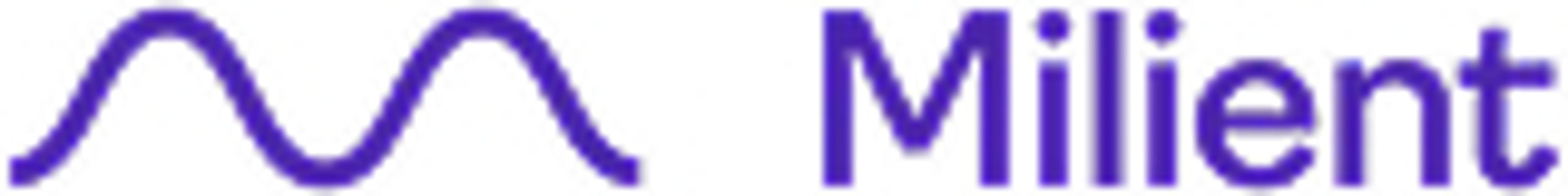 Milient logo with a purple wavy line.