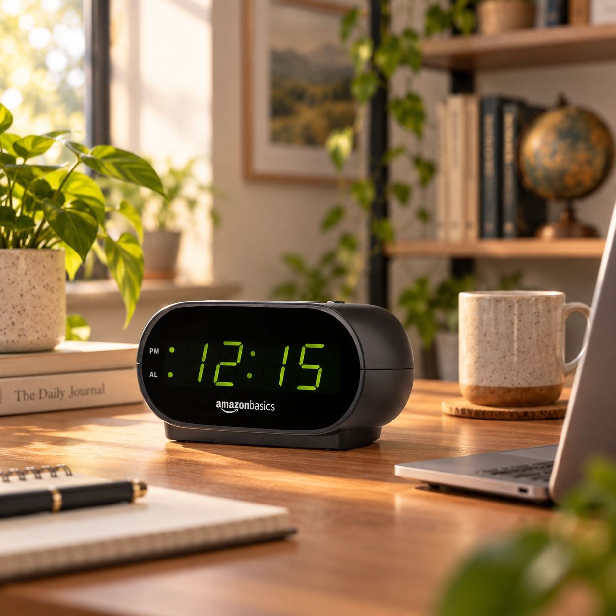 Amazon Basics Small Digital Oval Alarm Clock