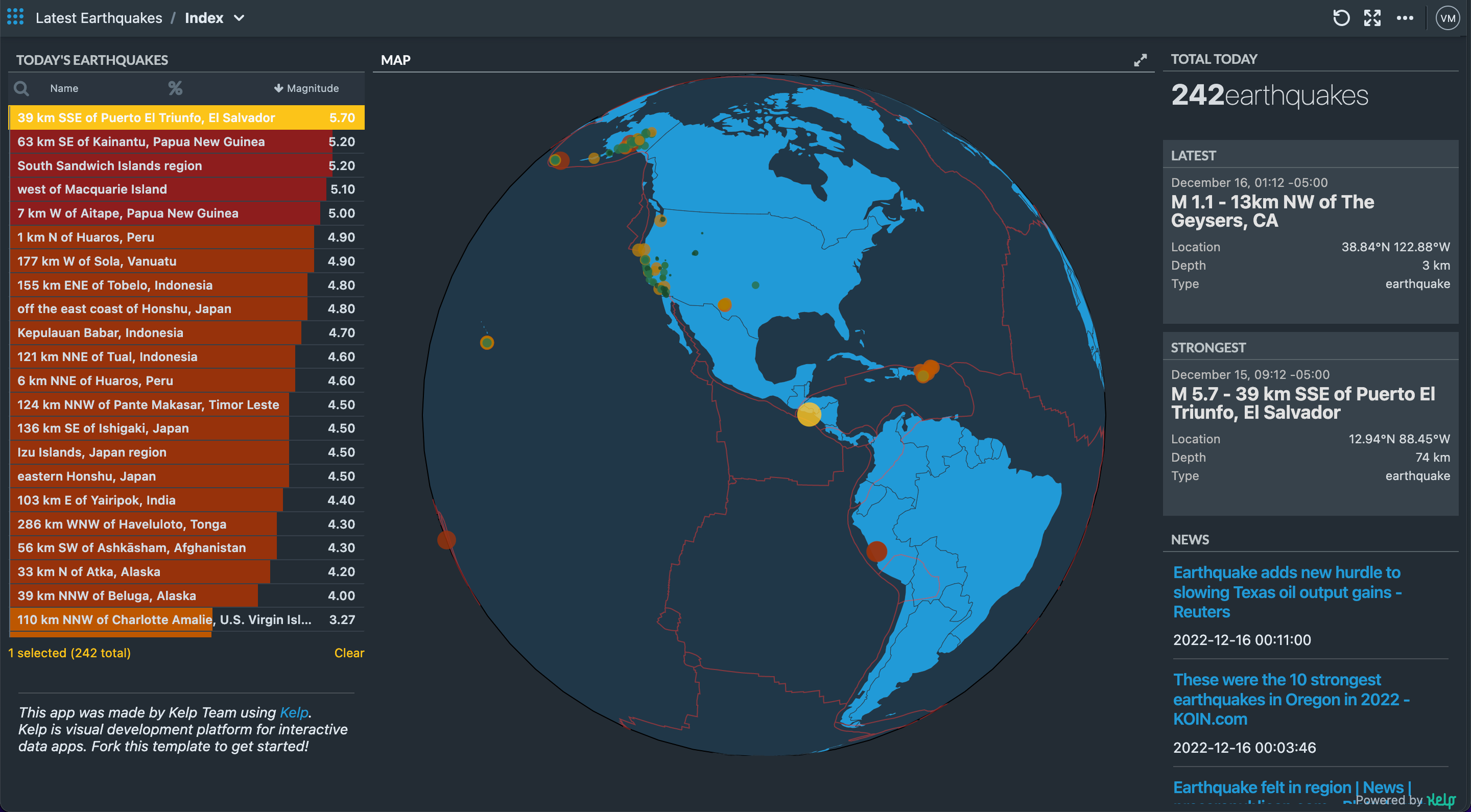 Latest Earthquakes Apps & Templates