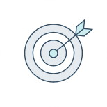 A simple graphical representation of a target with an arrow hitting the bullseye.