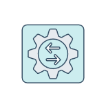 Logo depicting a gear with a circular arrow inside, symbolizing settings or synchronization.