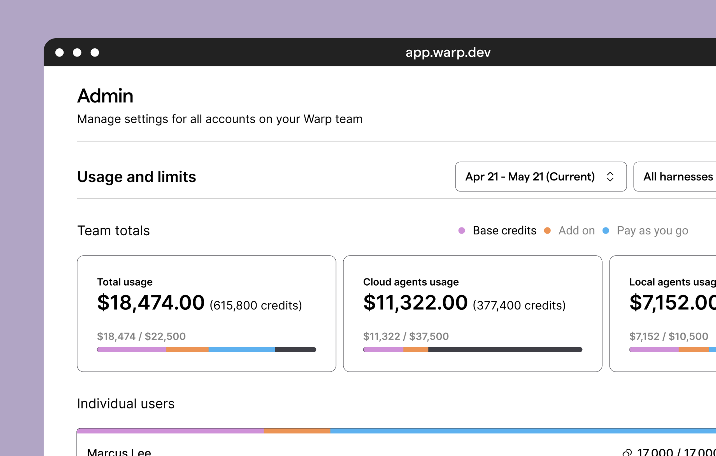 Oz dashboard for team-scale agent management